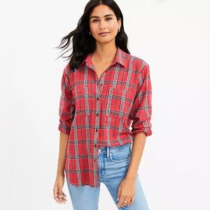 Brand new loft Cozy Plaid Flannel Everyday Tunic Shirt